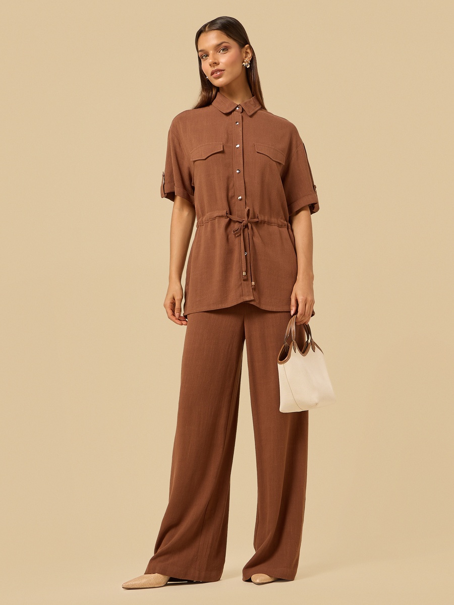 Linen Blend Wide Leg Pants