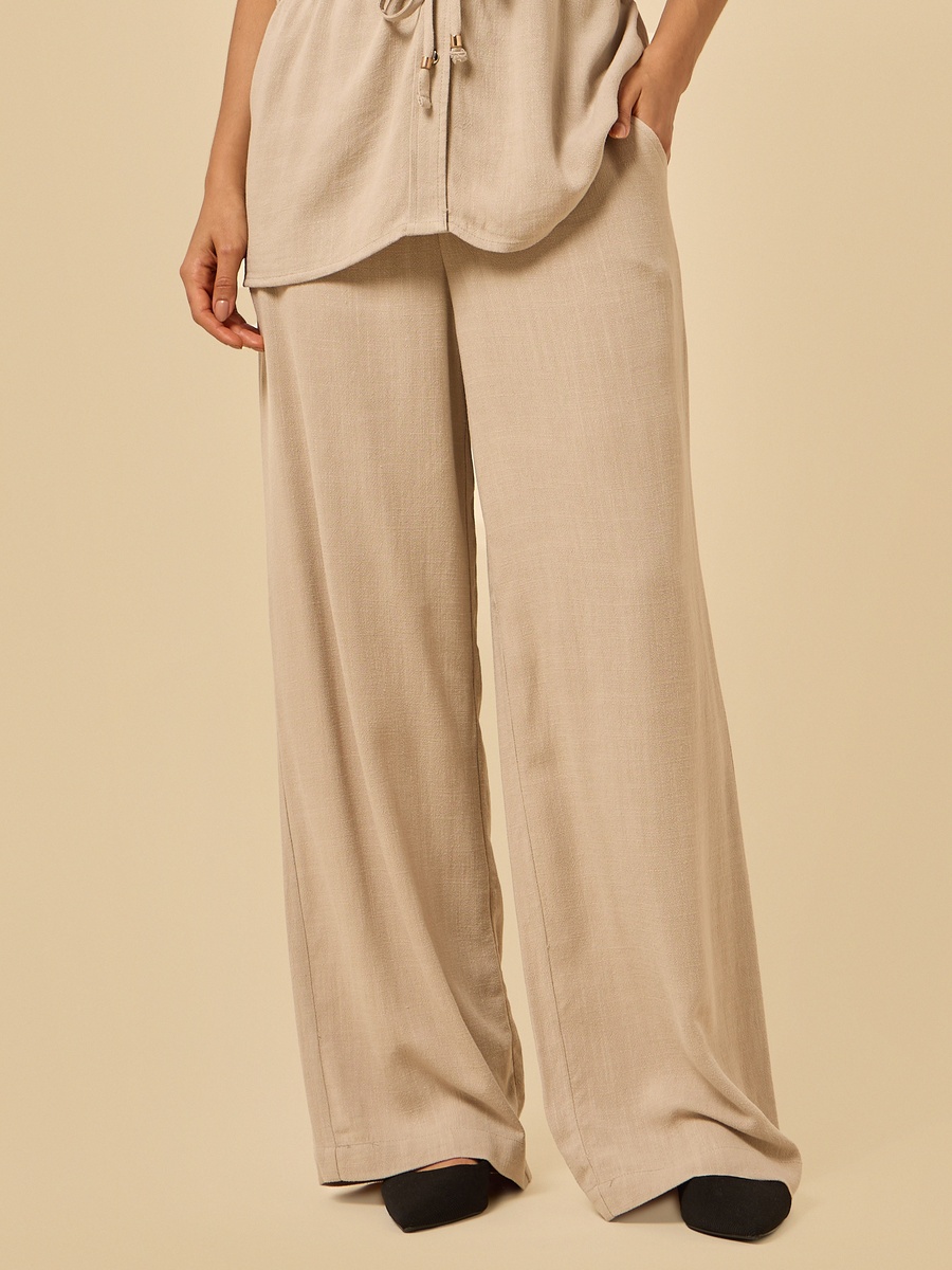 Linen Blend Wide Leg Pants