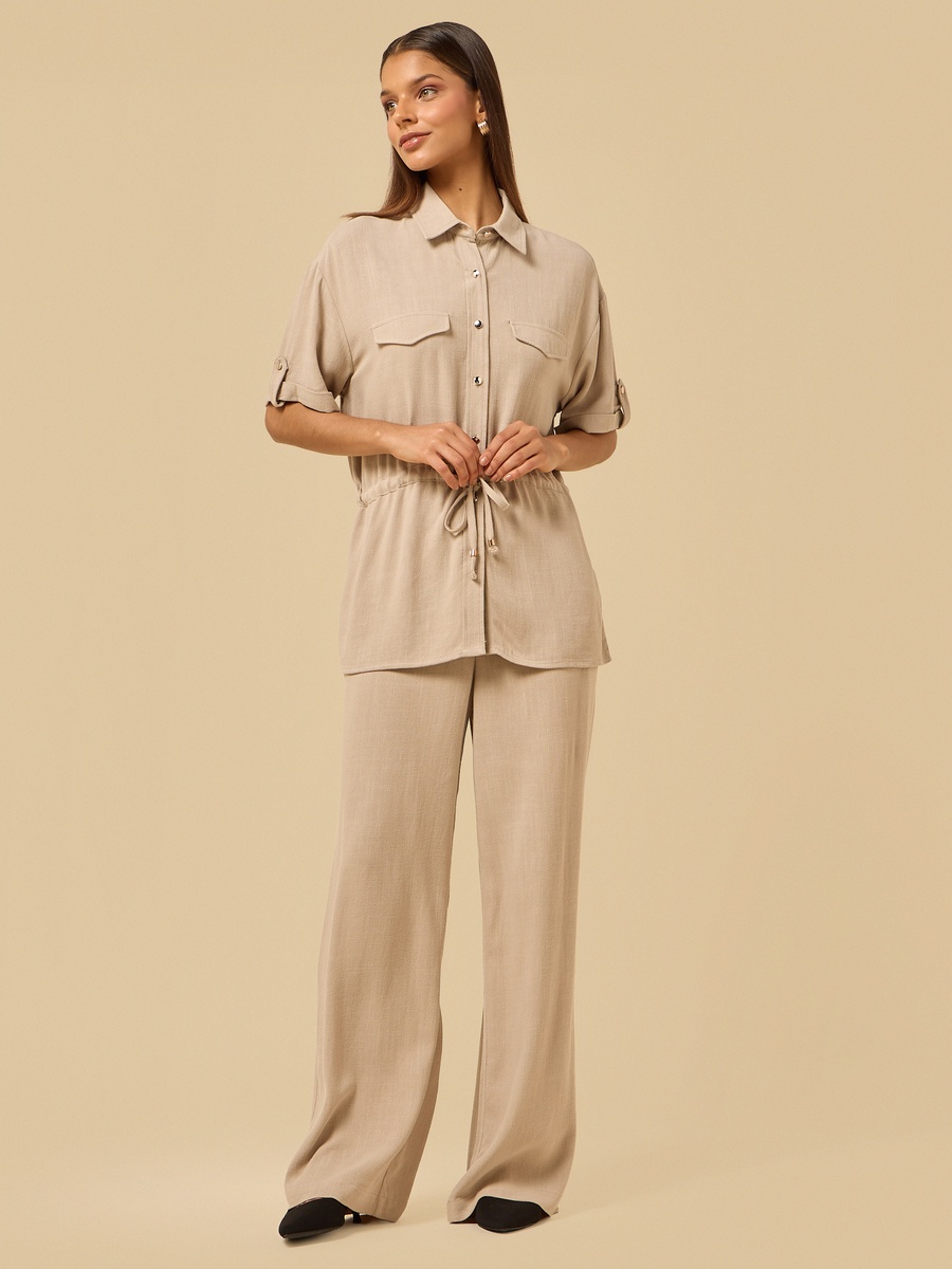 Linen Blend Wide Leg Pants