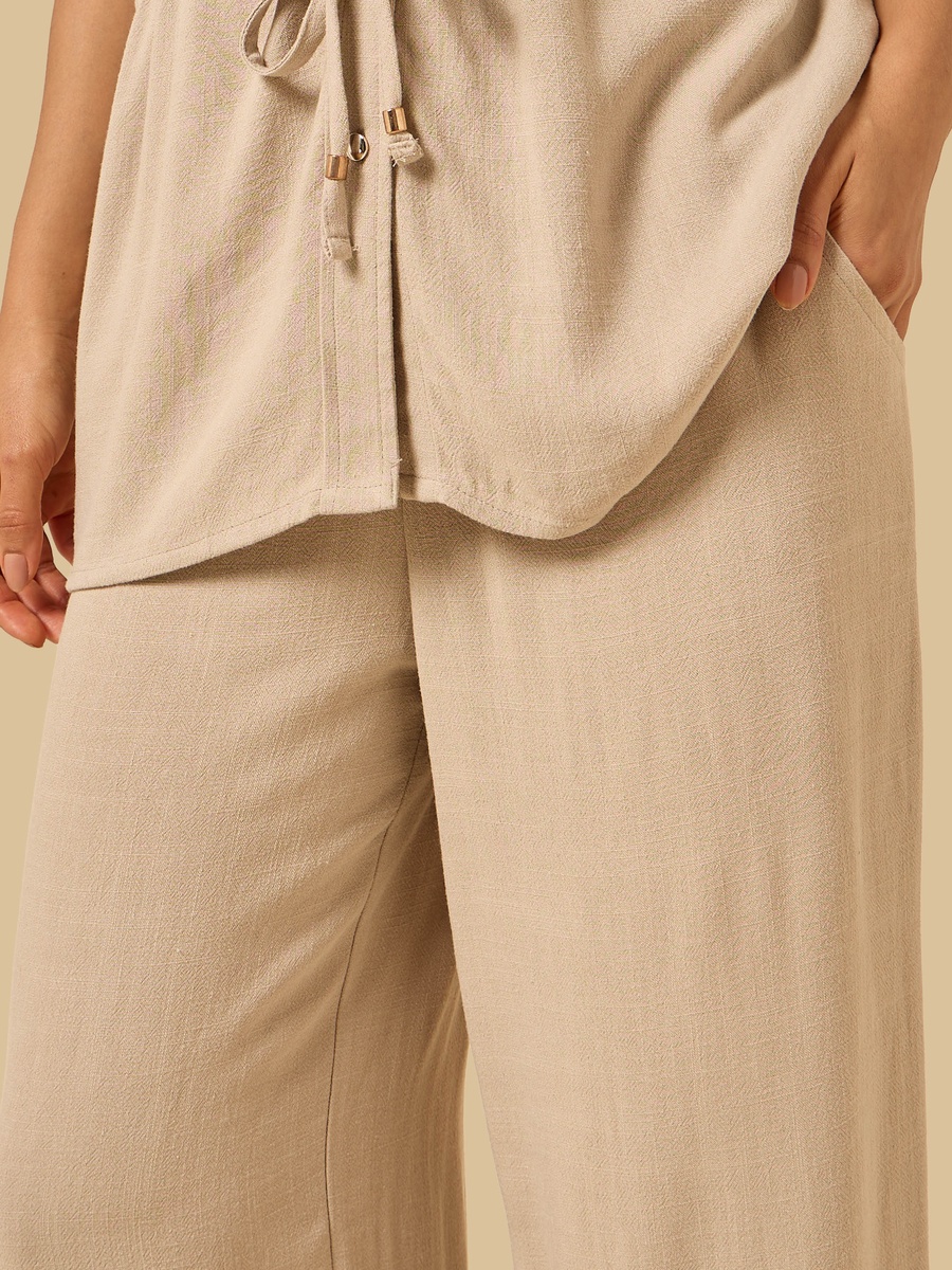 Linen Blend Wide Leg Pants