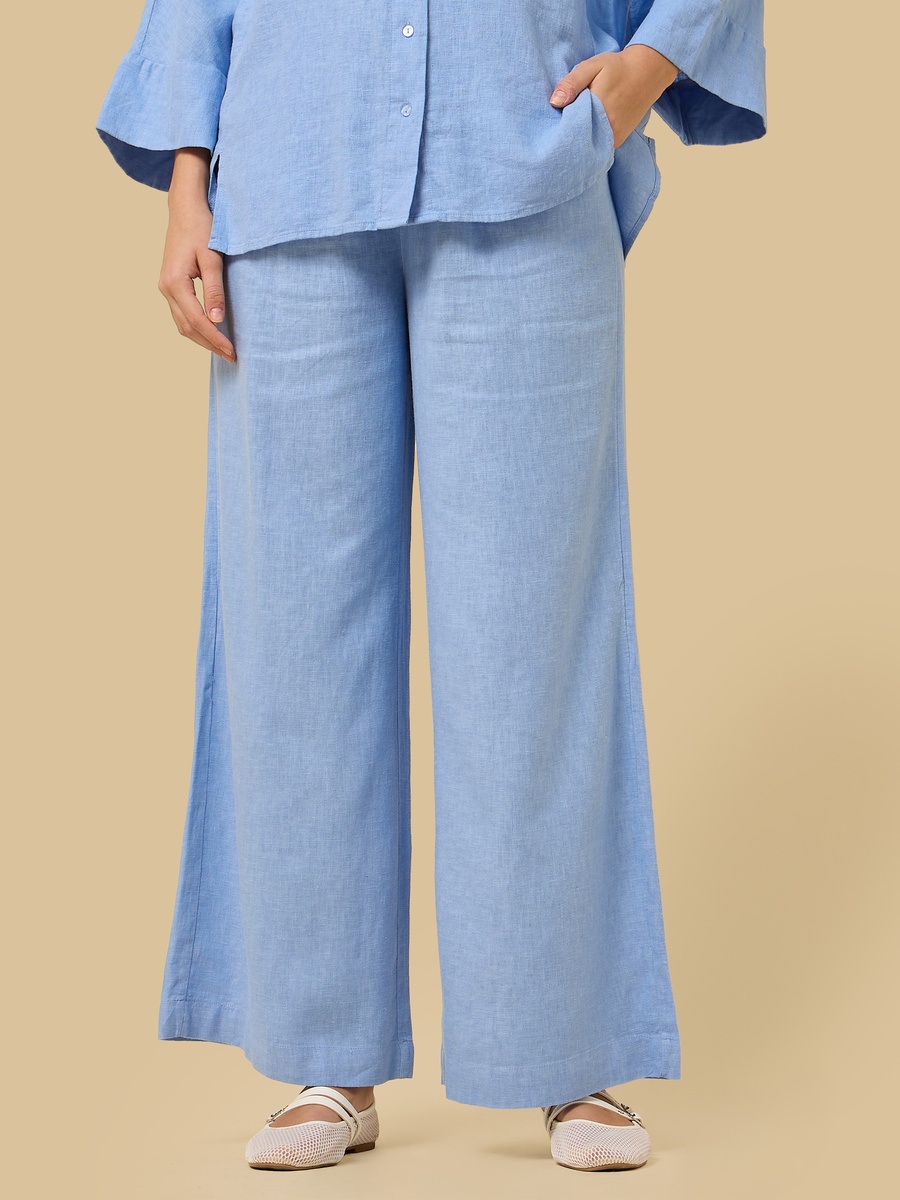 Linen Blend Wide Leg Pants
