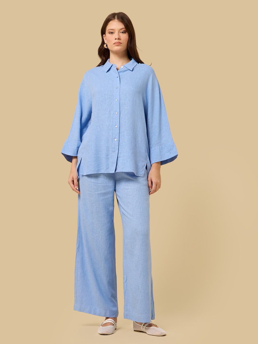 Linen Blend Wide Leg Pants