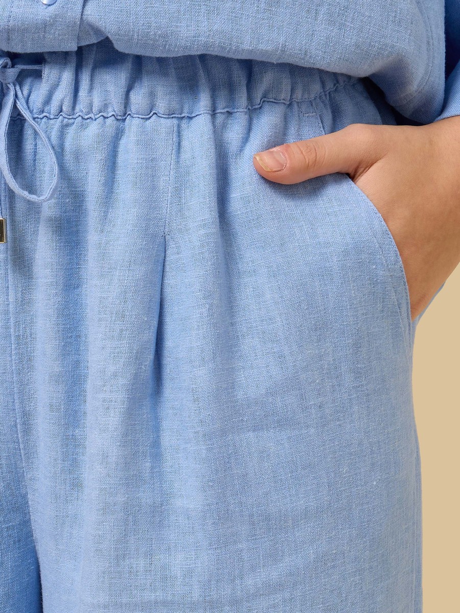 Linen Blend Wide Leg Pants