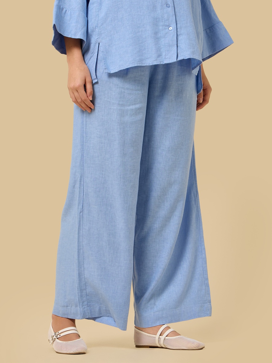 Linen Blend Wide Leg Pants