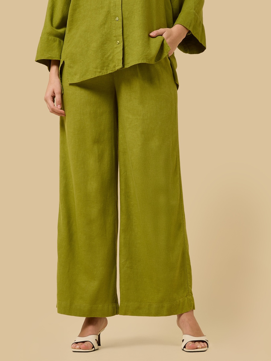 Linen Blend Wide Leg Pants
