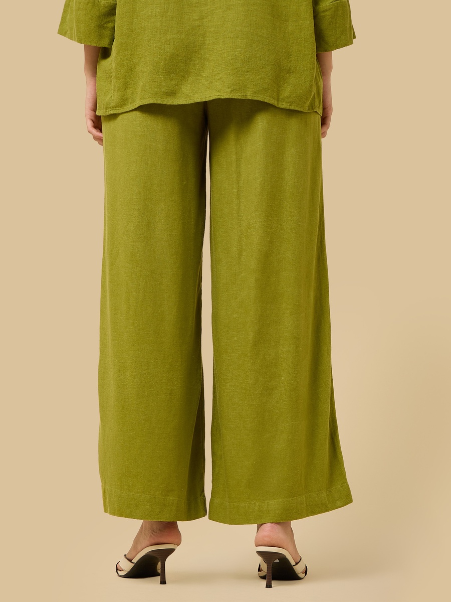 Linen Blend Wide Leg Pants