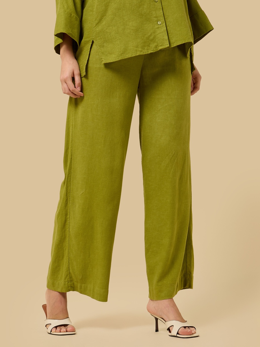 Linen Blend Wide Leg Pants