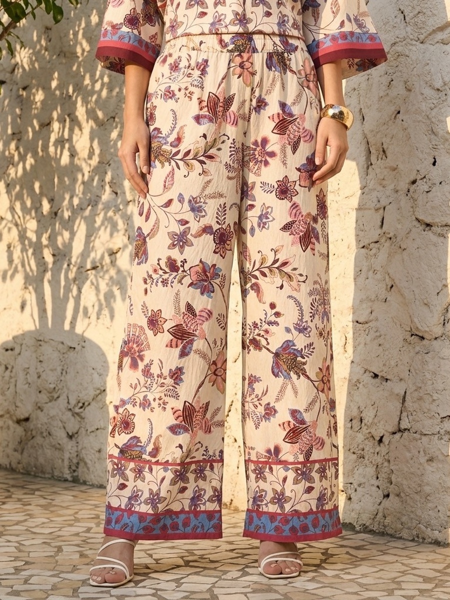 Floral Print Wide Leg Pants