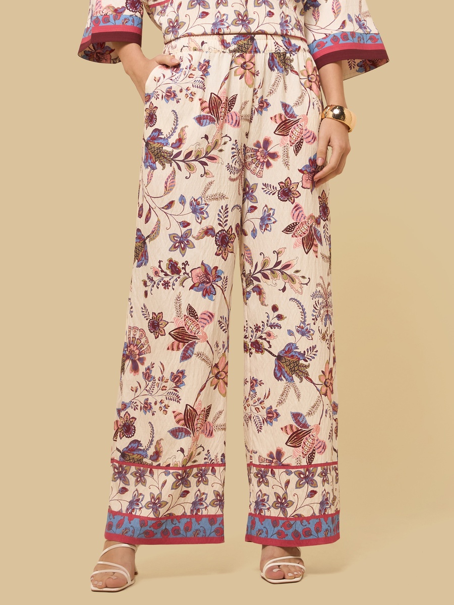 Floral Print Wide Leg Pants