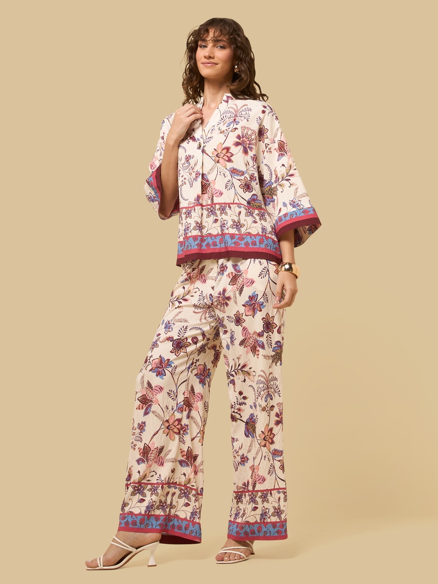 Floral Print Wide Leg Pants