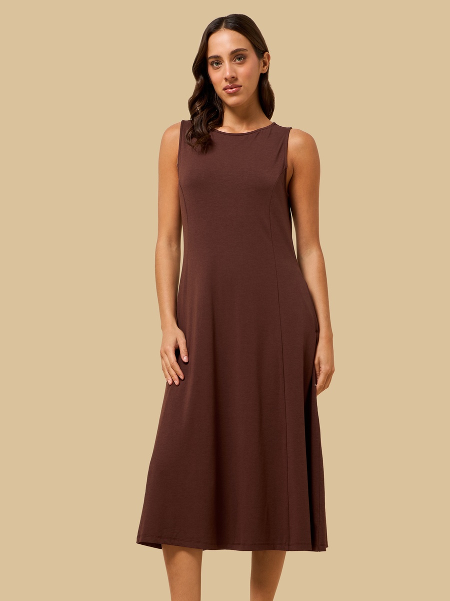 Sleeveless A-Line Midi Dress