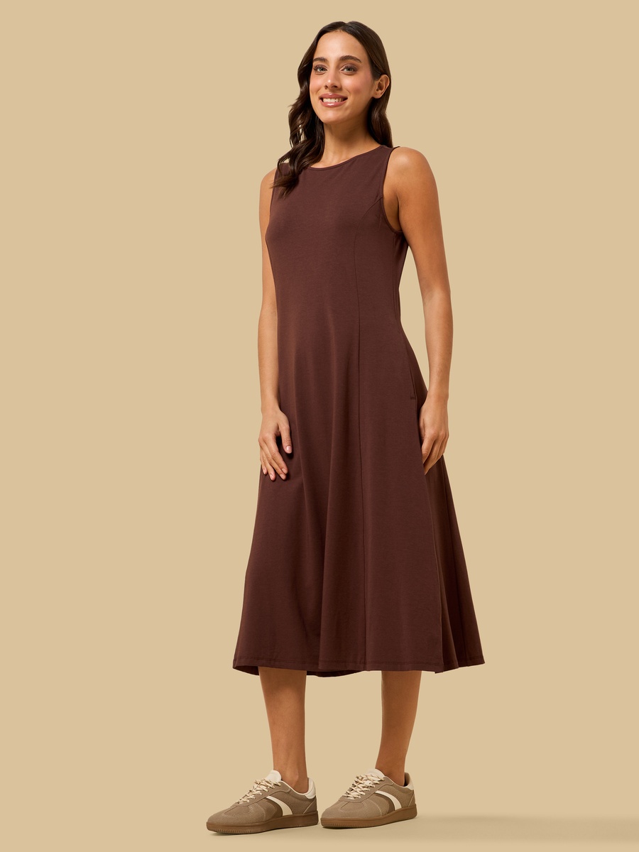 Sleeveless A-Line Midi Dress