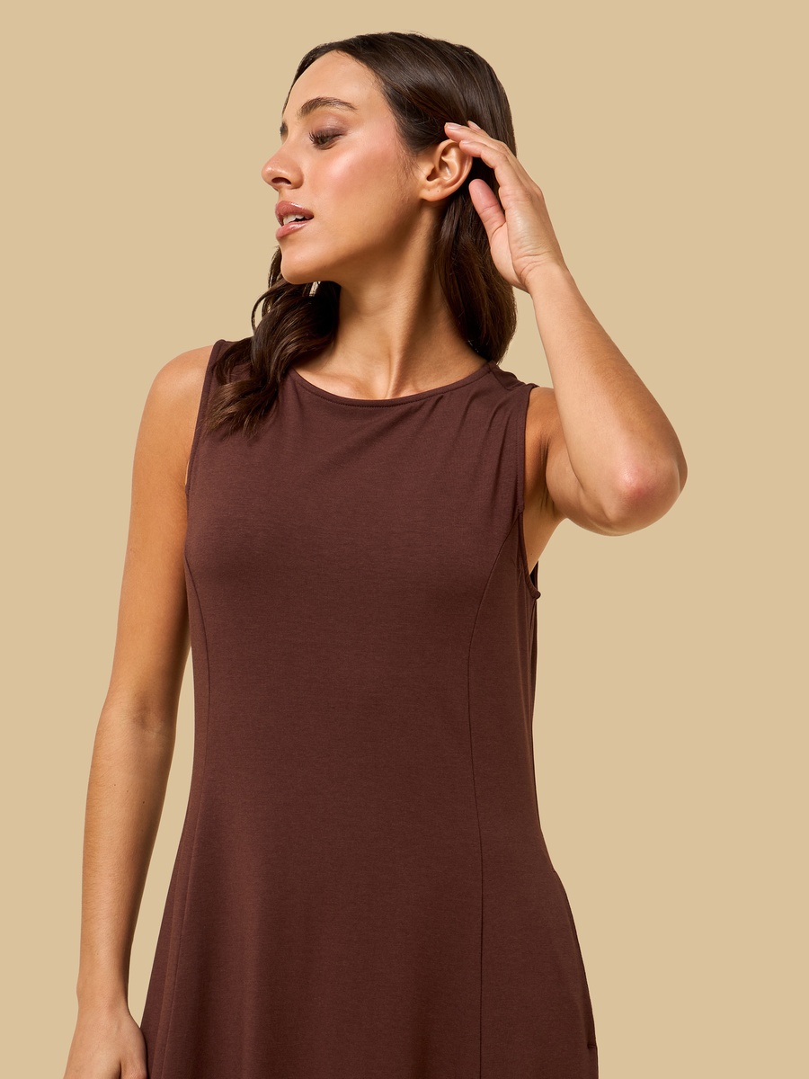 Sleeveless A-Line Midi Dress