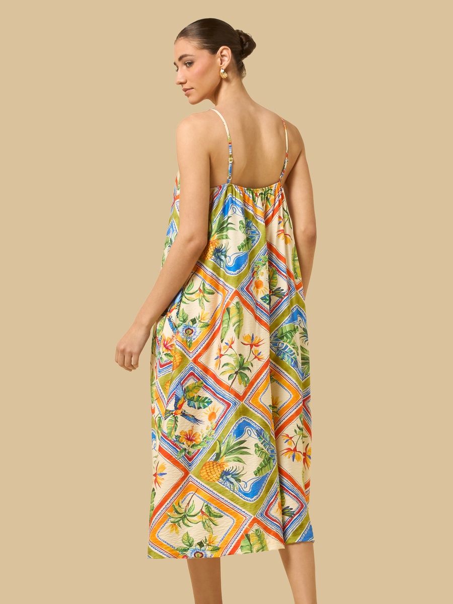 Tropical Print Sleeveless Dress