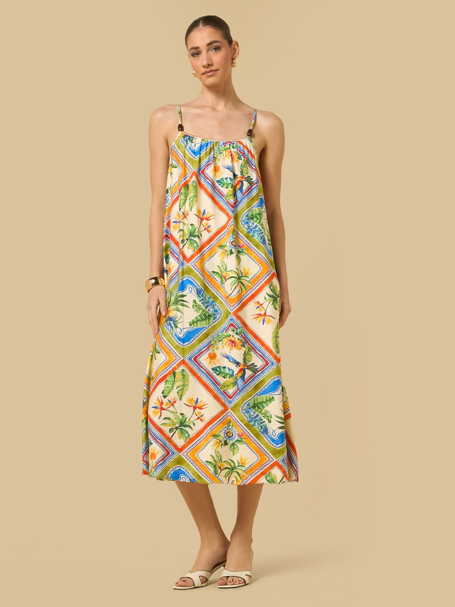 Tropical Print Sleeveless Dress