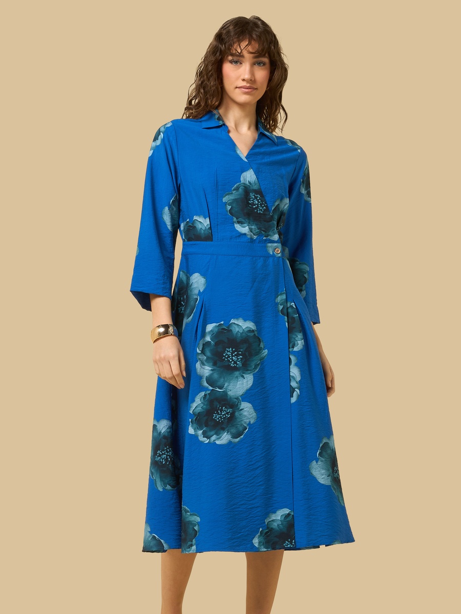 Floral Print Wrap Midi Dress