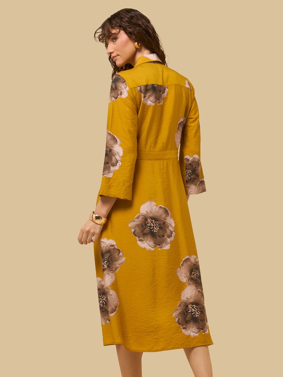 Printed Wrap Midi Dress