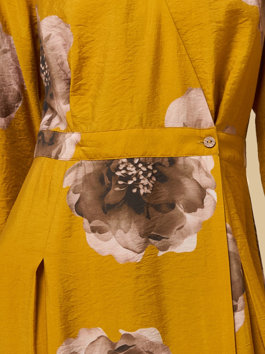 Printed Wrap Midi Dress