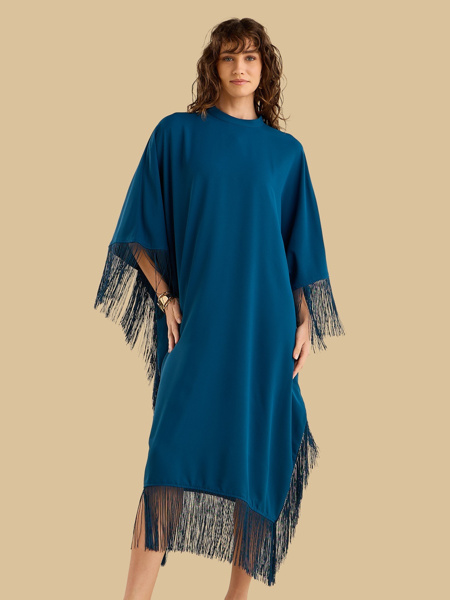 Kaftan Dress with Fringe Detail