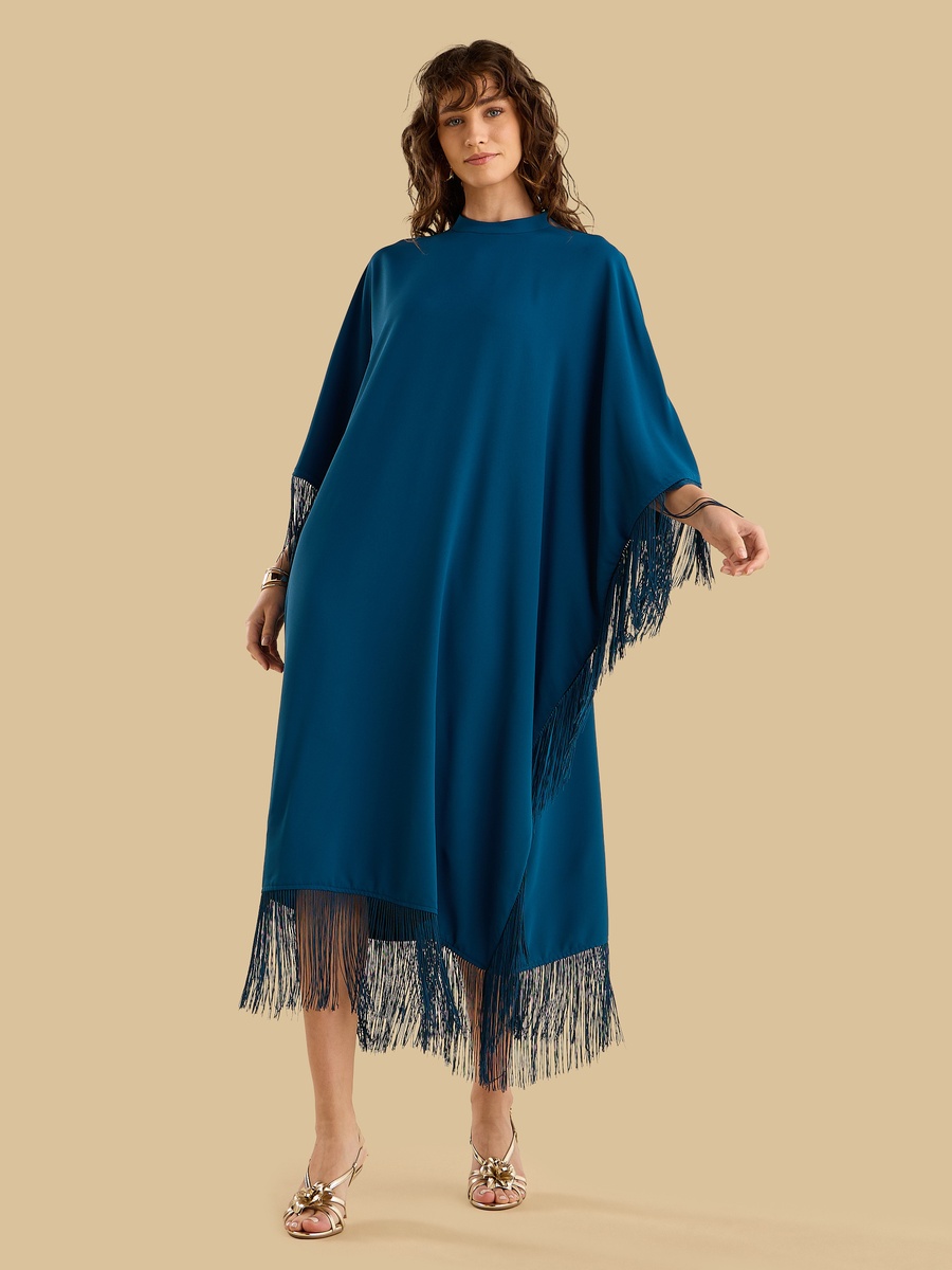 Kaftan Dress with Fringe Detail