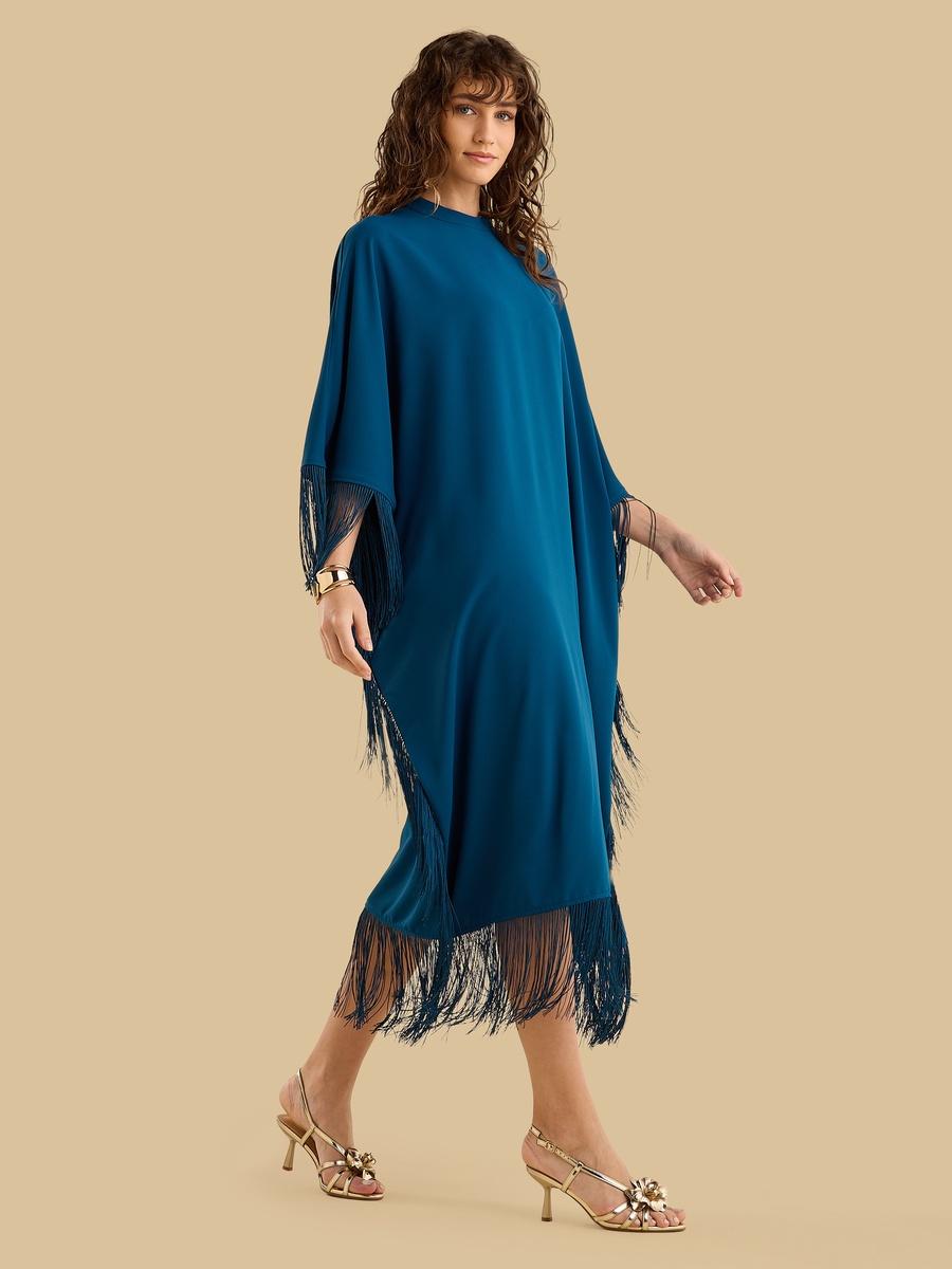 Kaftan Dress with Fringe Detail