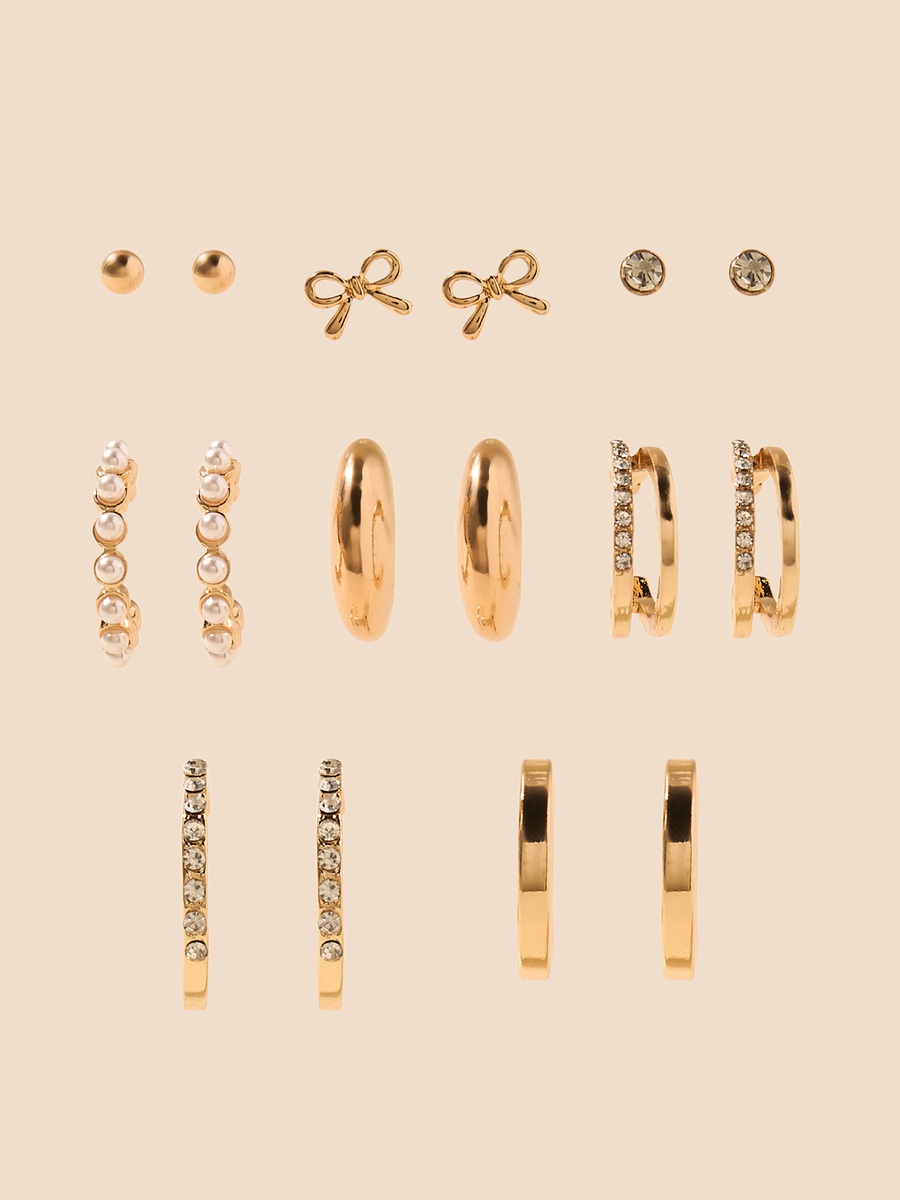 Pack of 8 - Assorted Metallic Earrings