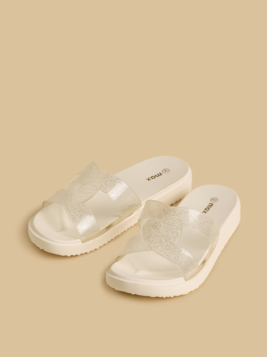 Glitter Print Beach Slides