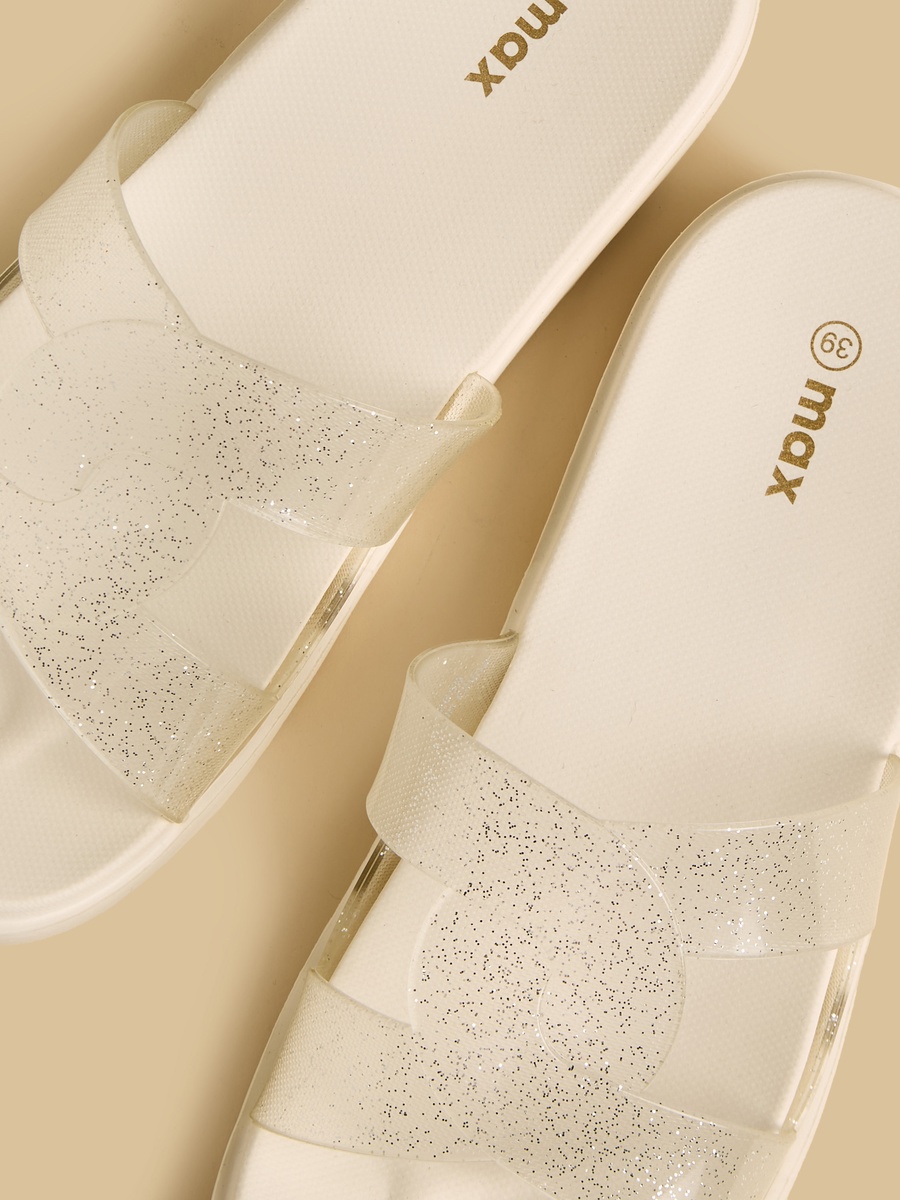 Glitter Print Beach Slides