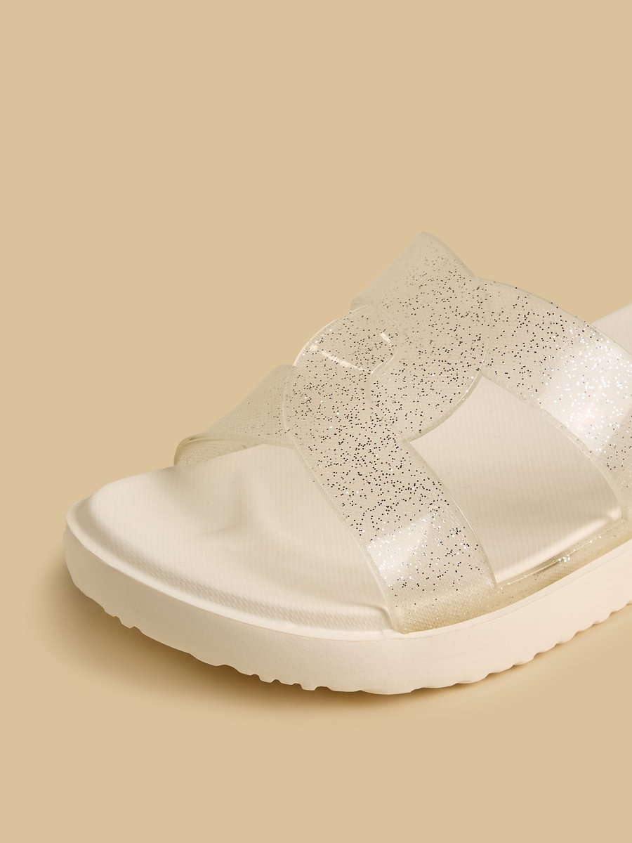 Glitter Print Beach Slides