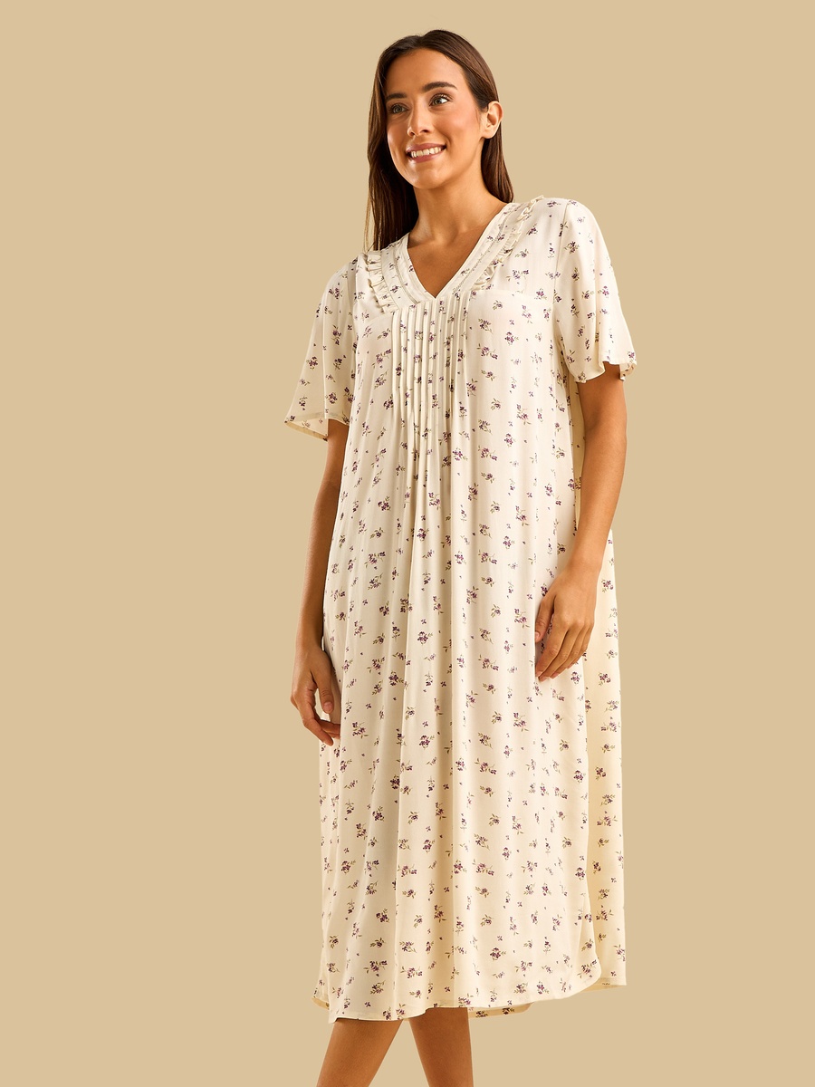 Floral Print Lace Night Dress