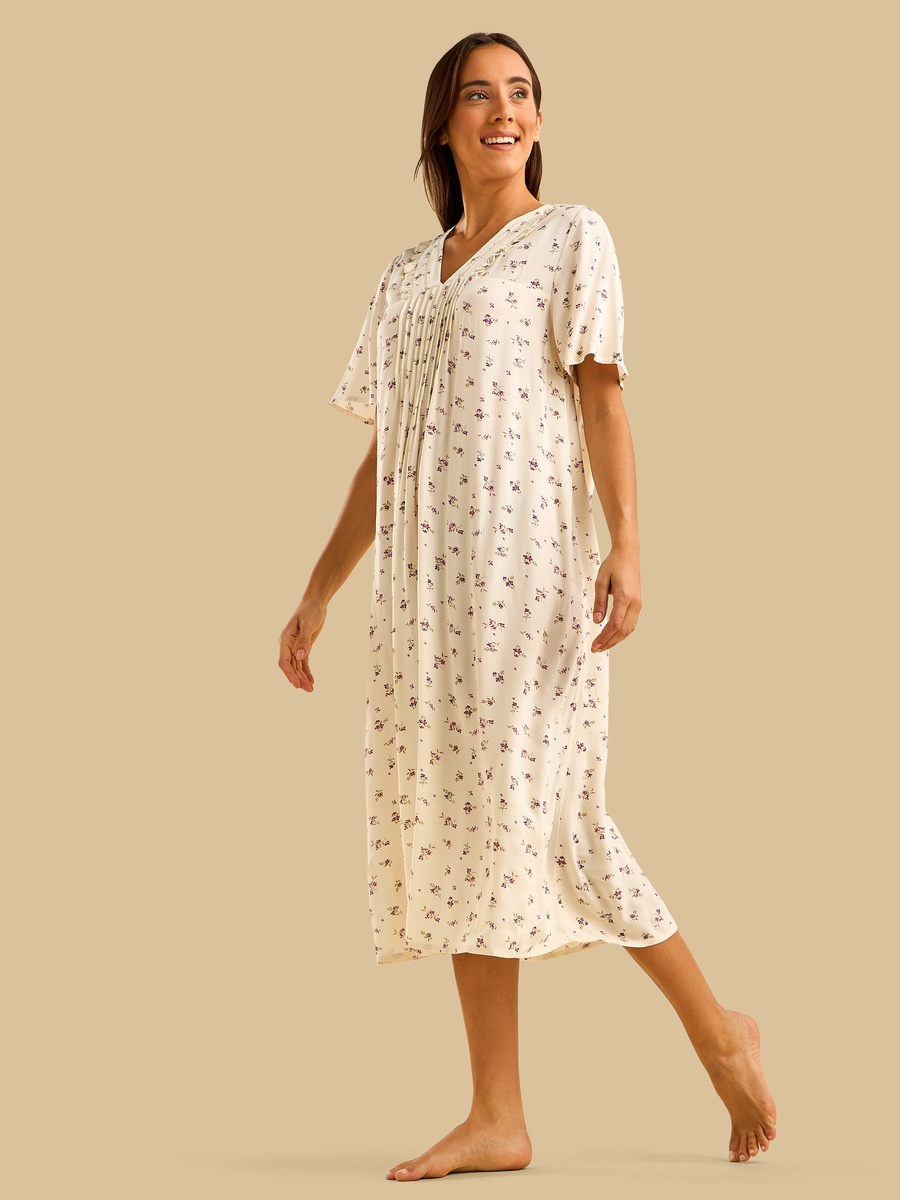 Floral Print Lace Night Dress
