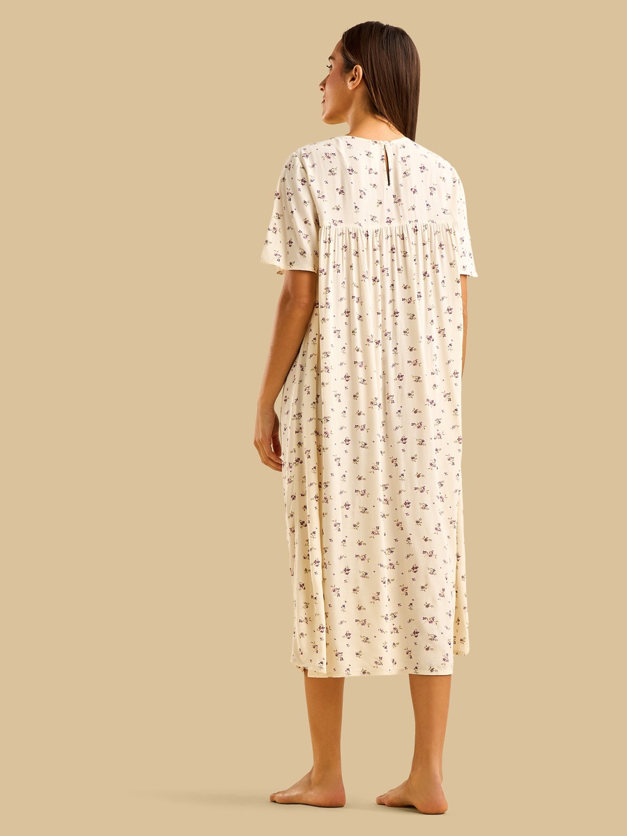 Floral Print Lace Night Dress