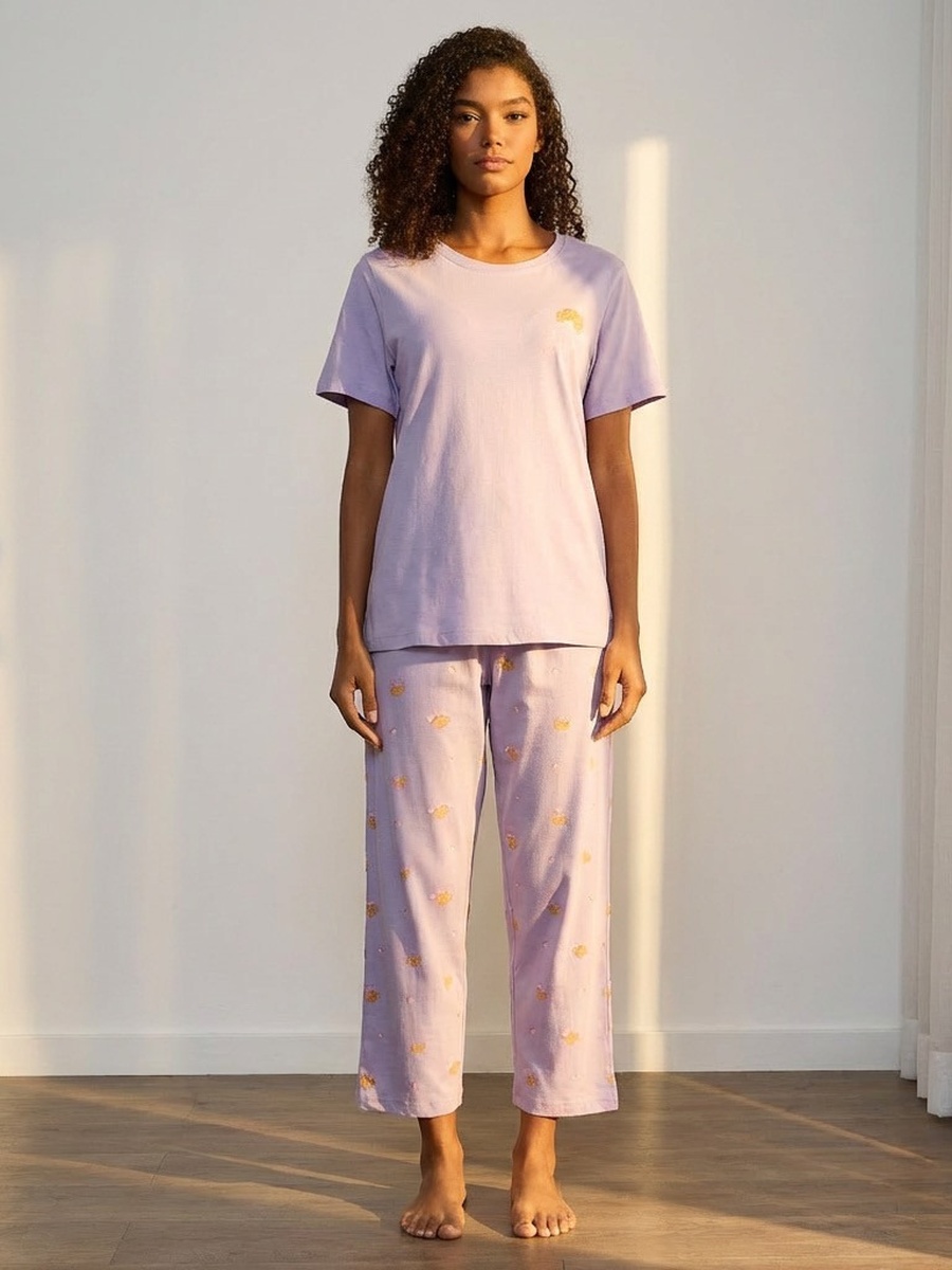 Croissant Print Cotton Pyjama Set