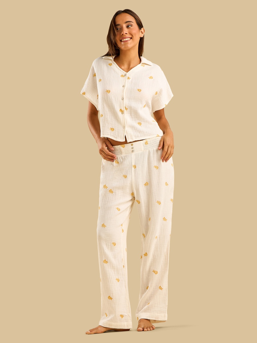 Floral Embroidered Pyjama Set