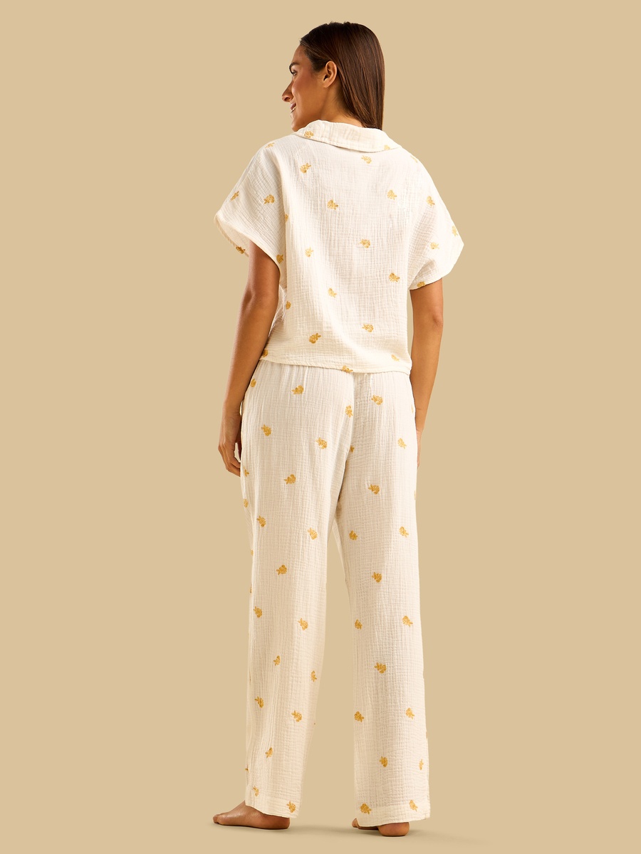 Floral Embroidered Pyjama Set