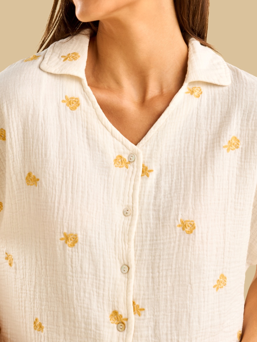 Floral Embroidered Pyjama Set