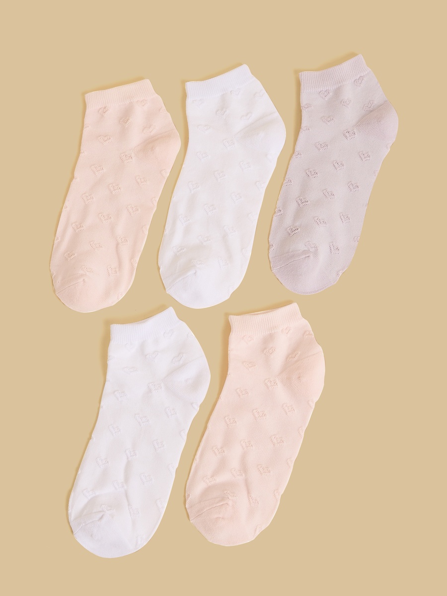 Pack of 5 - Heart Textured Ankle Length Socks