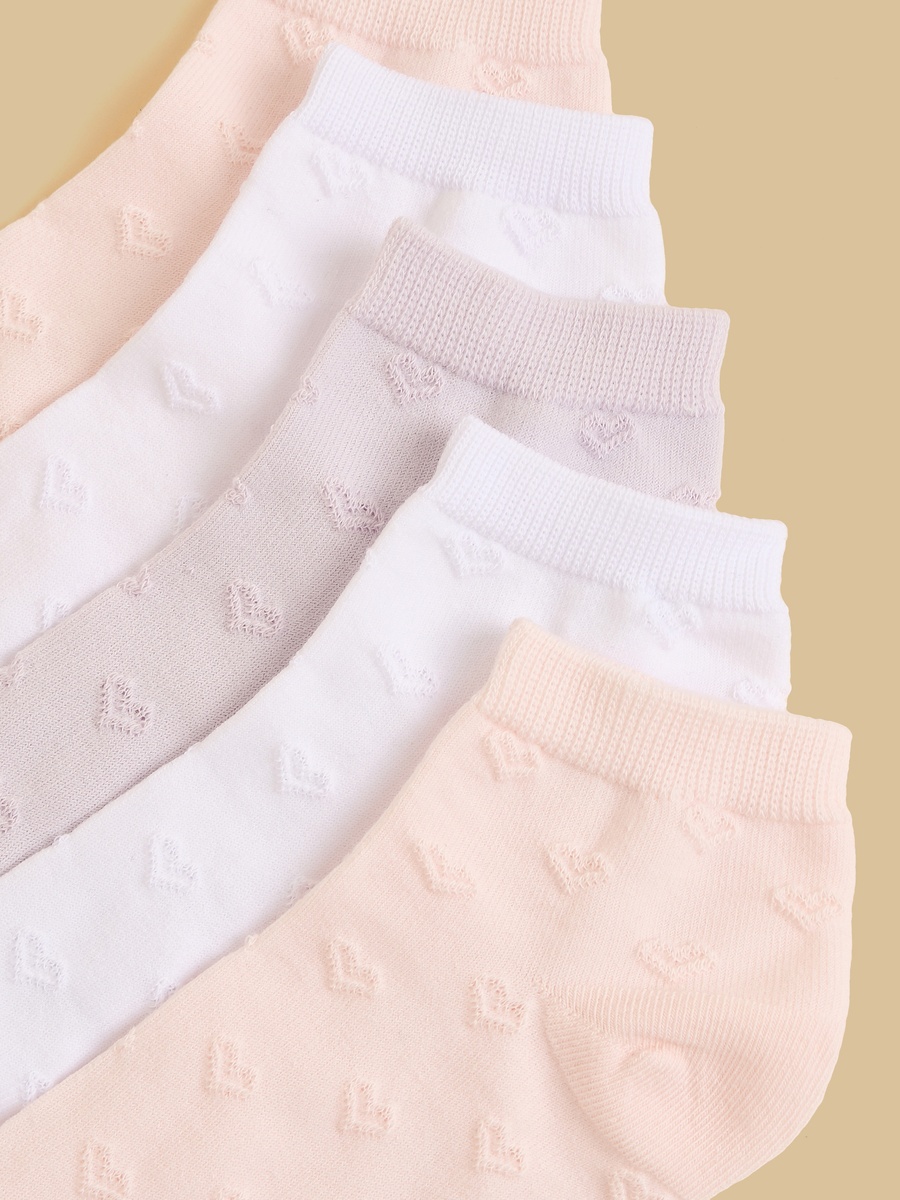 Pack of 5 - Heart Textured Ankle Length Socks