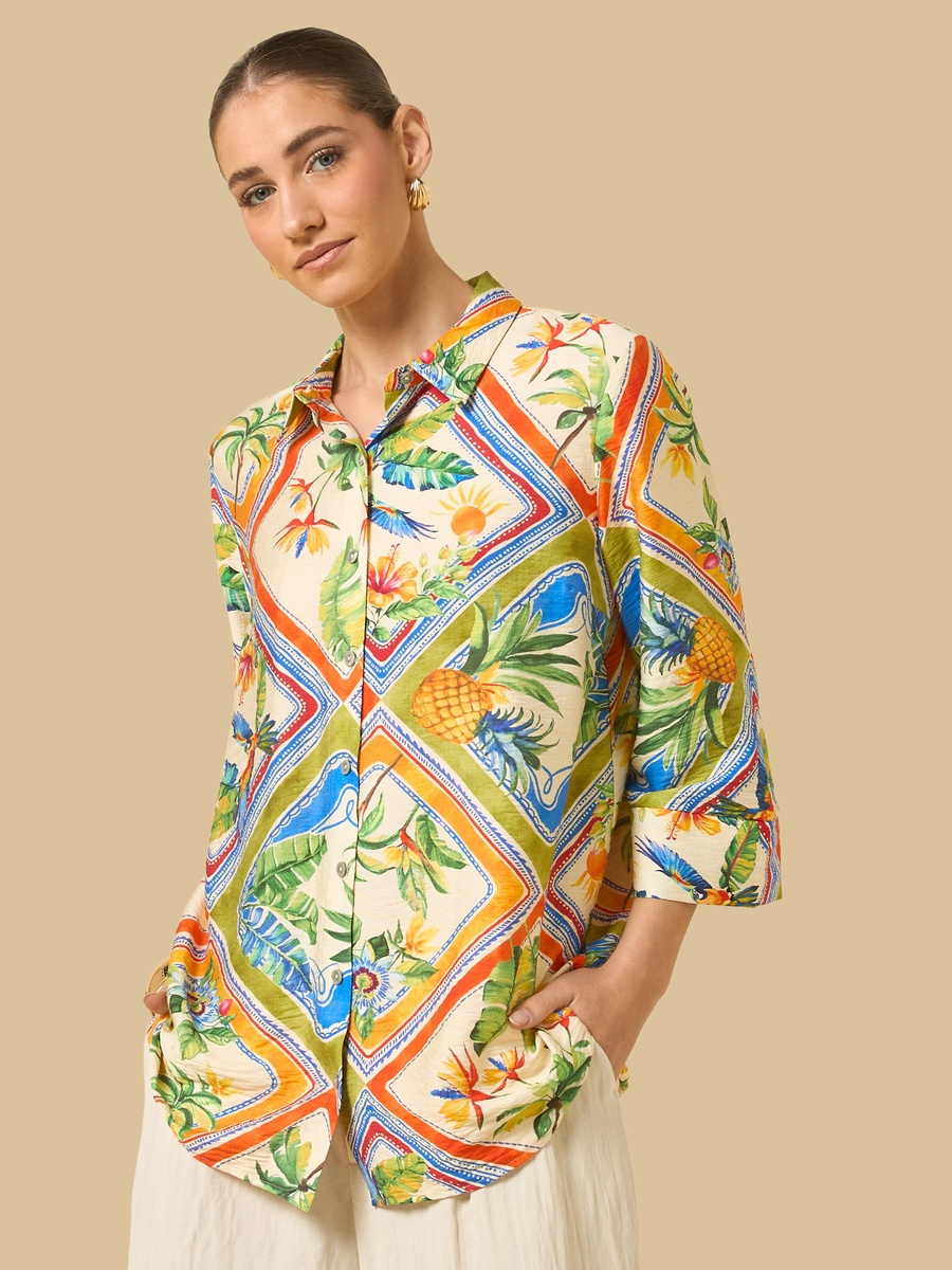 Printed Shirt with 3/4 Sleeves