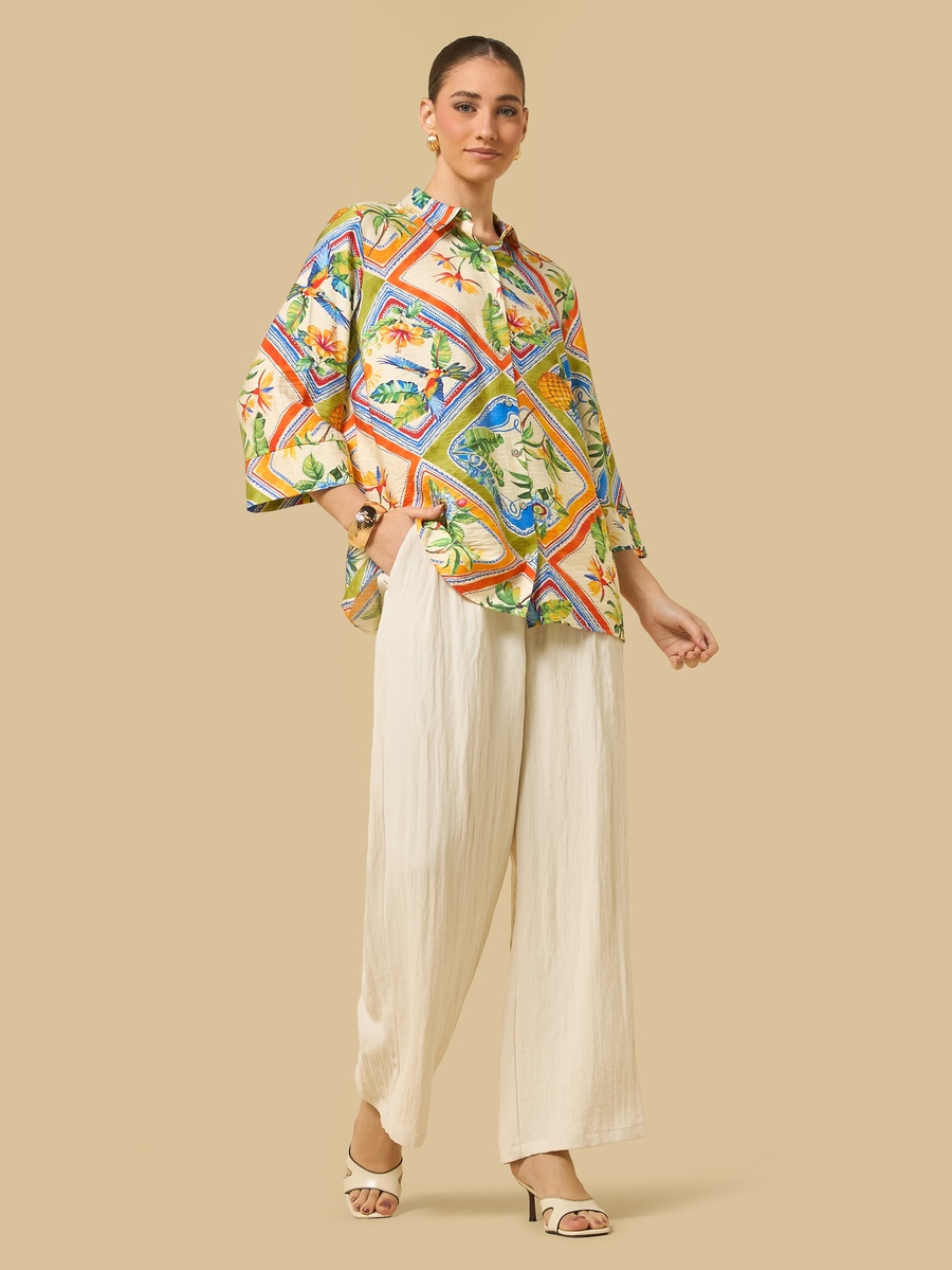 Printed Shirt with 3/4 Sleeves