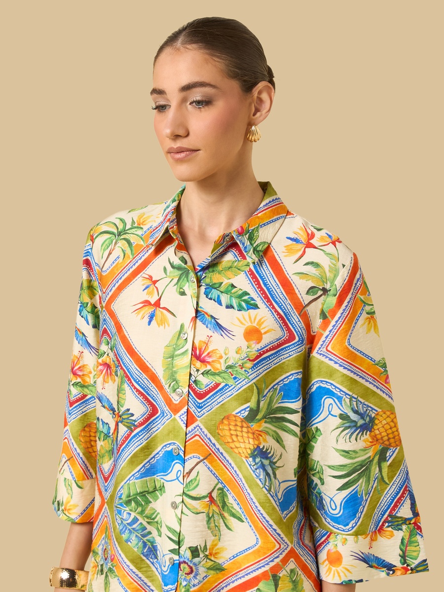 Printed Shirt with 3/4 Sleeves