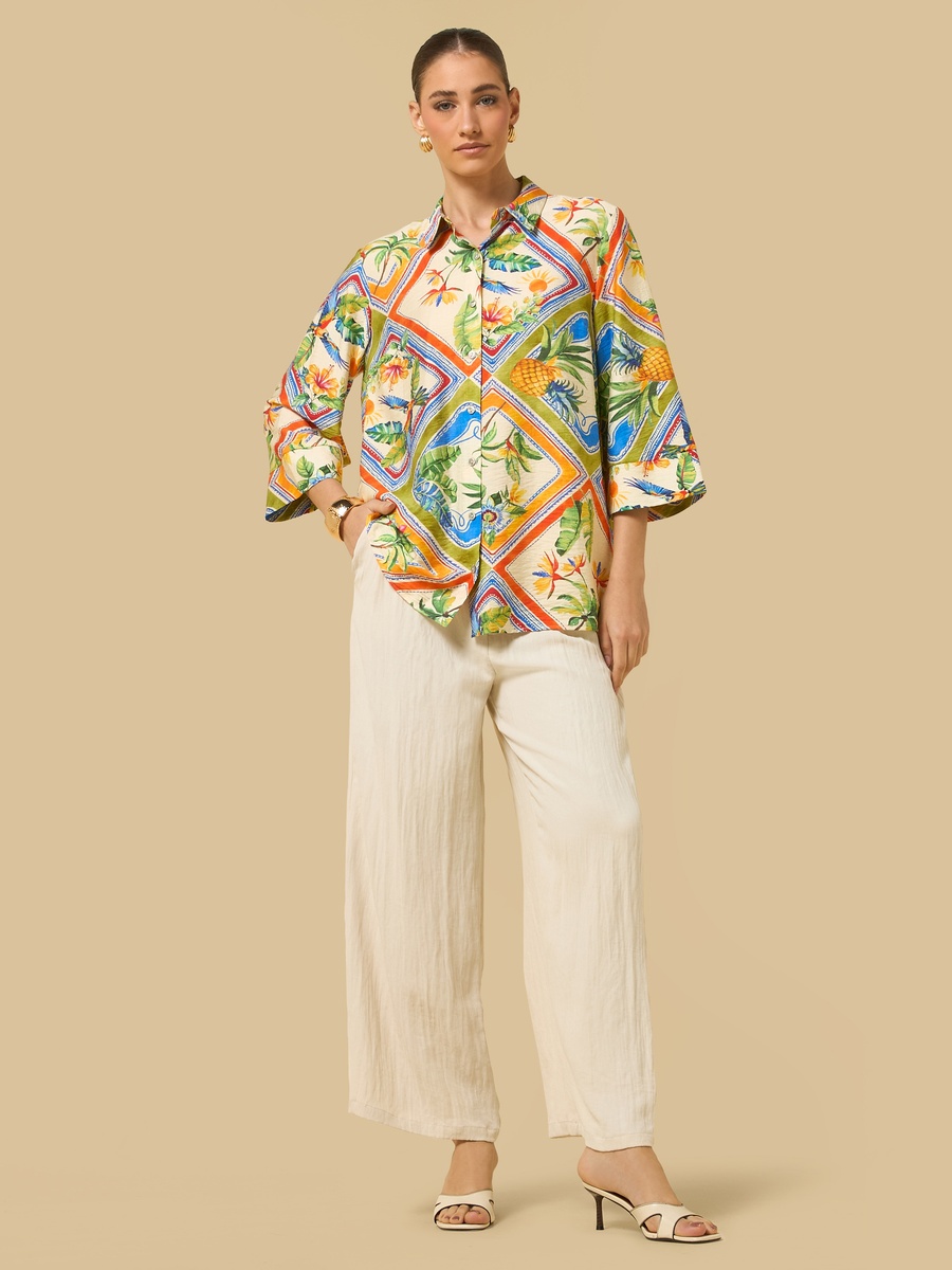 Printed Shirt with 3/4 Sleeves