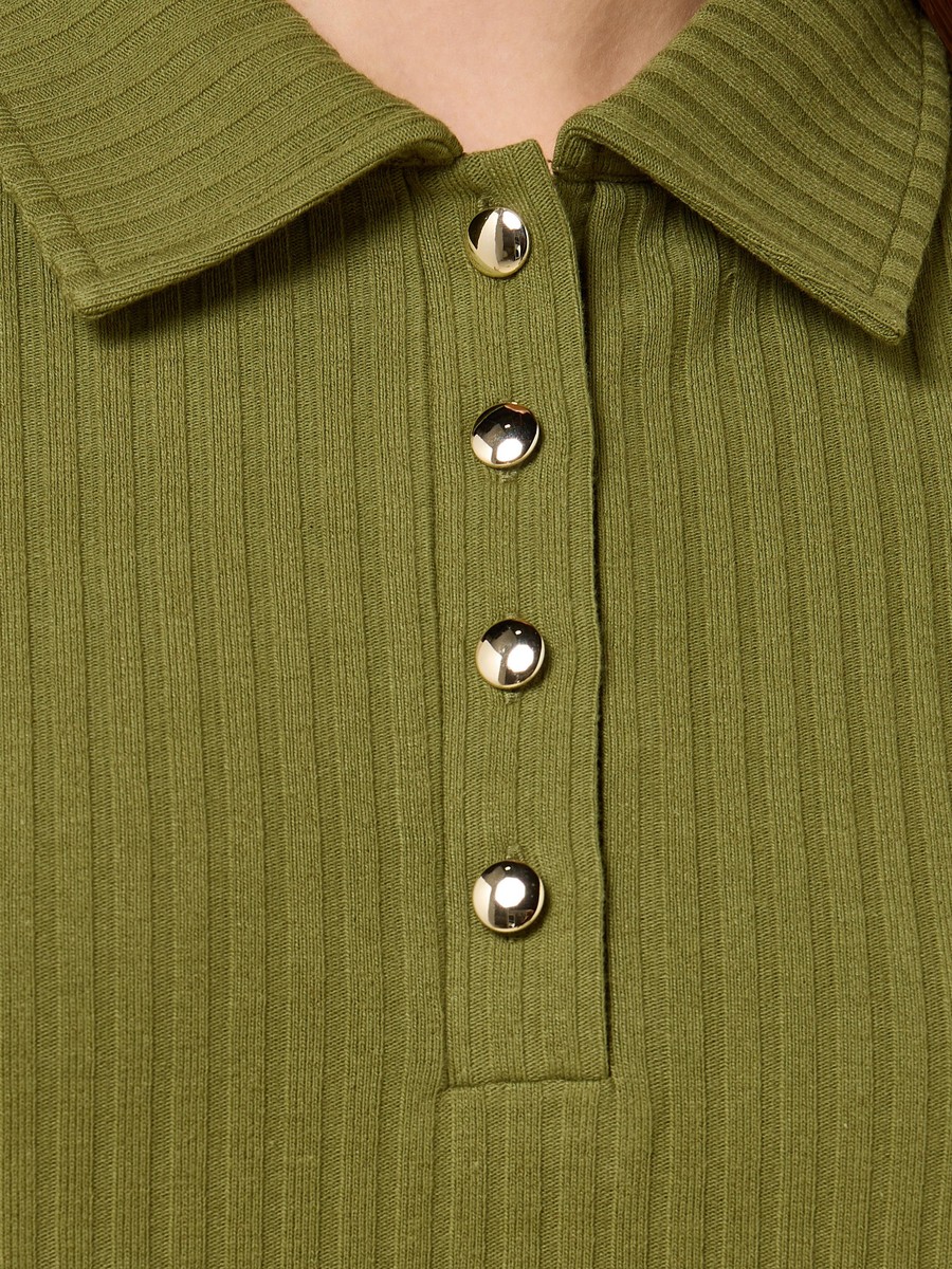 Ribbed Collared Top