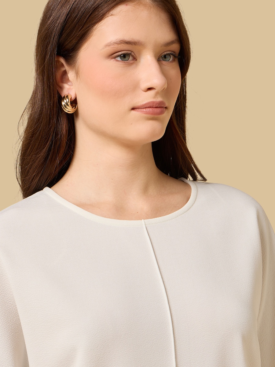 Plain Short Sleeves Crepe Top