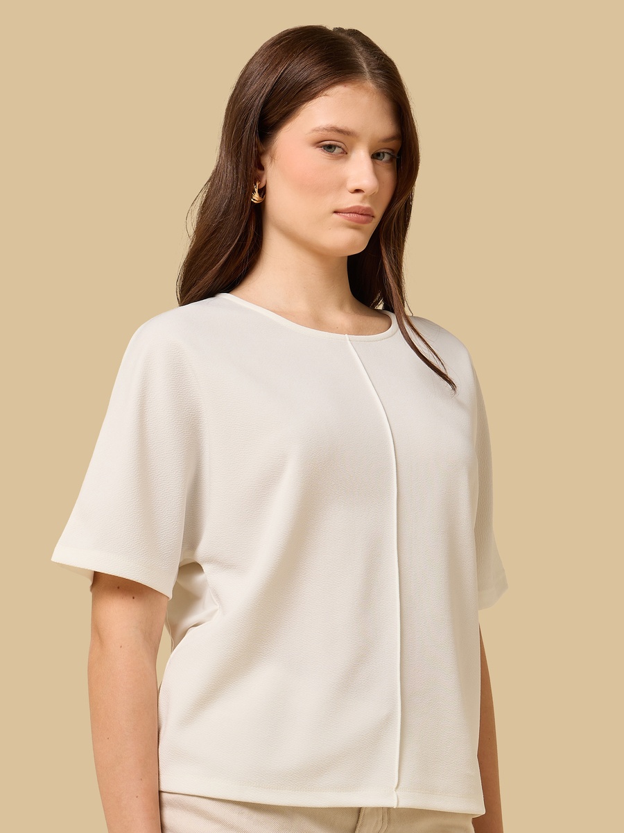 Plain Short Sleeves Crepe Top
