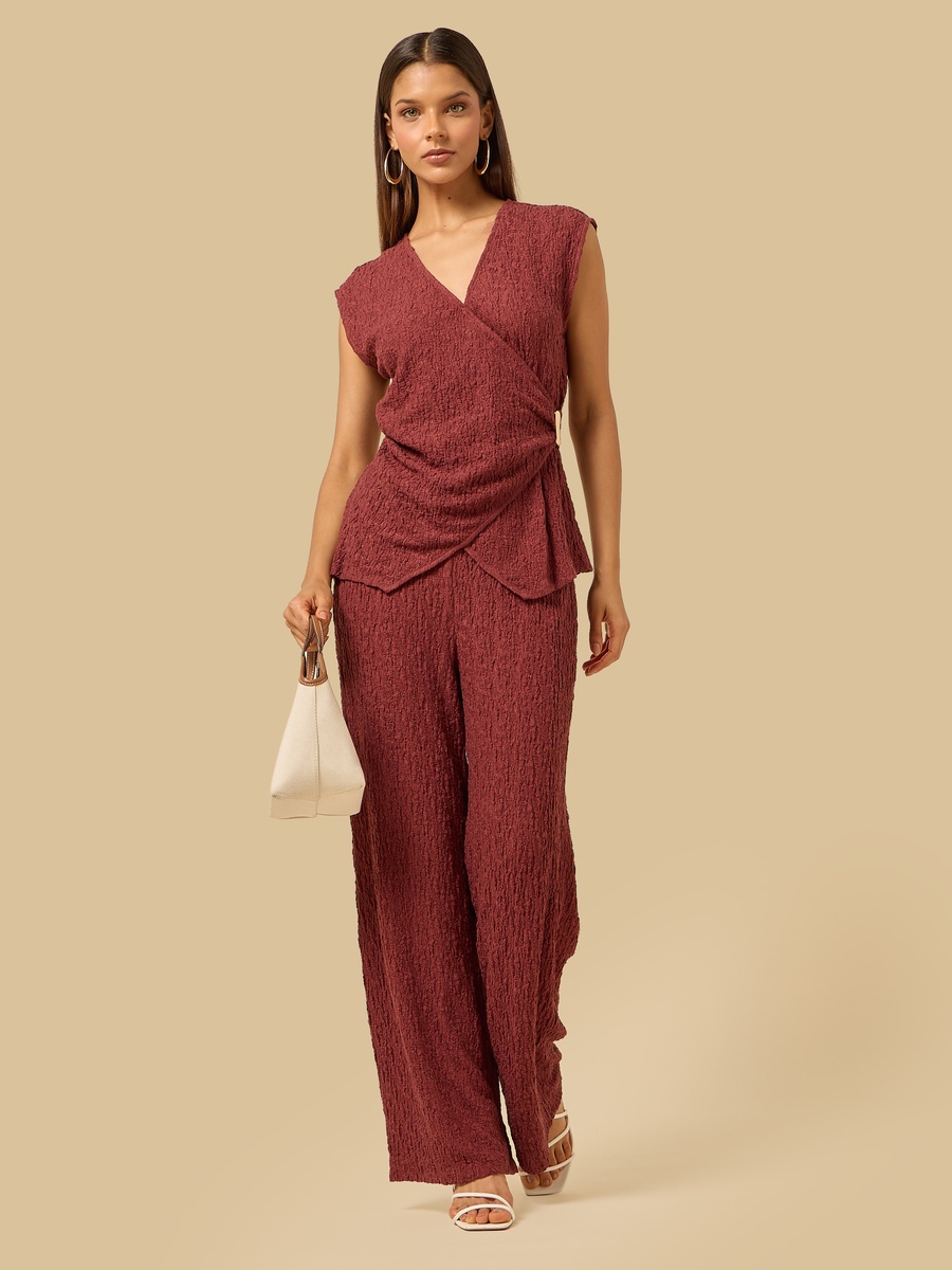 Textured Sleeveless Top with Metal Trim