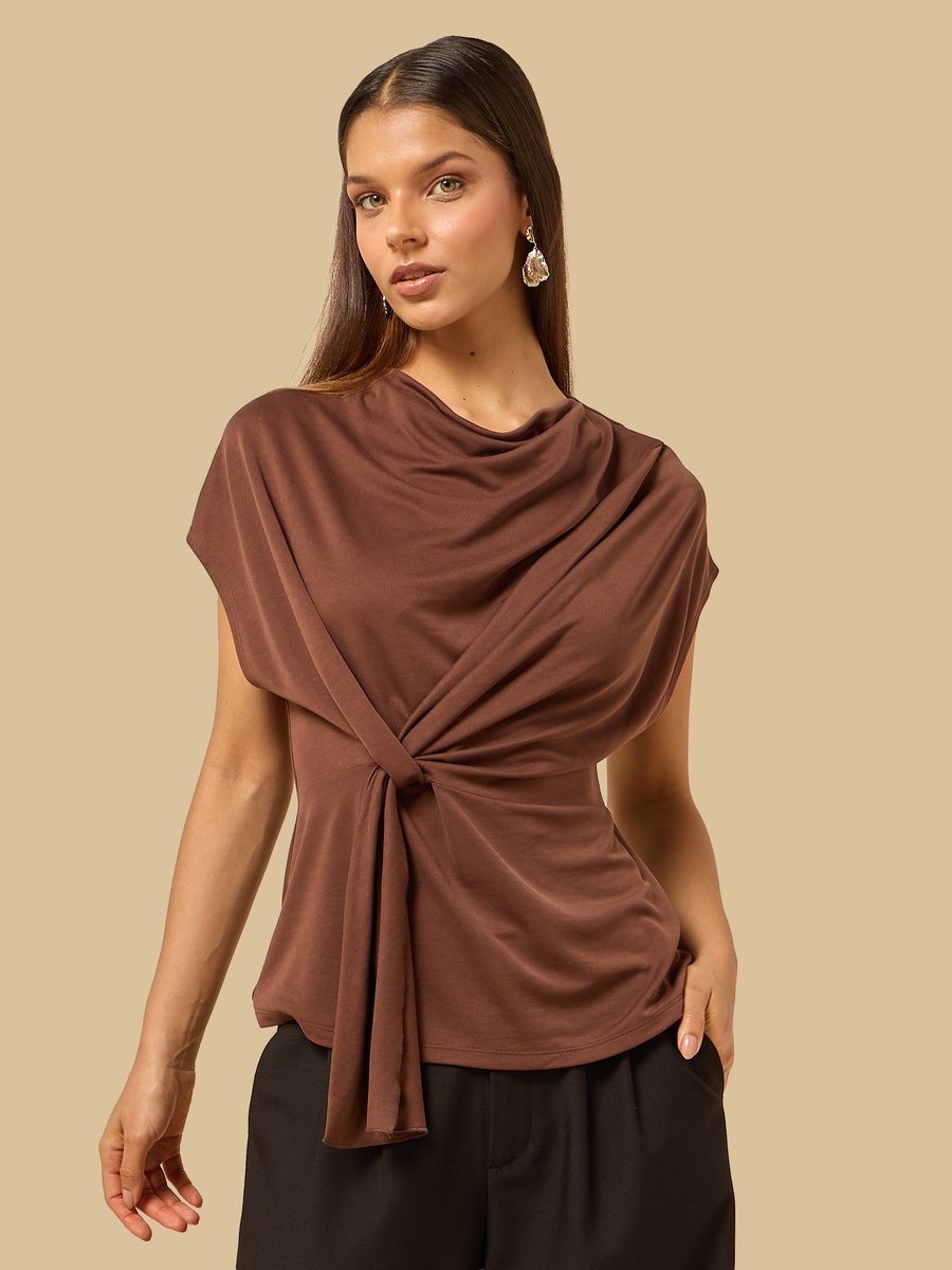 Ruched Cowl Neck Top