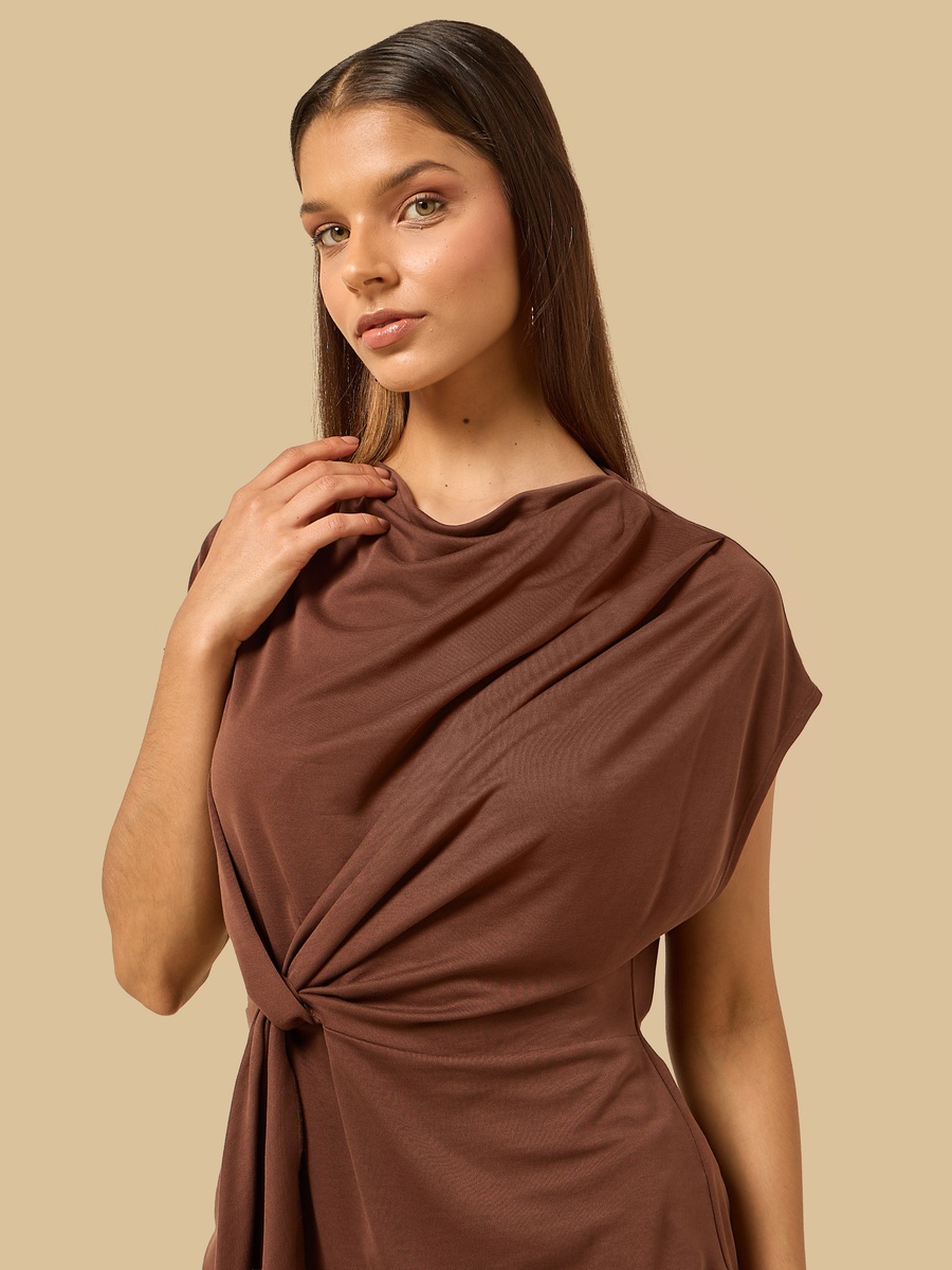 Ruched Cowl Neck Top