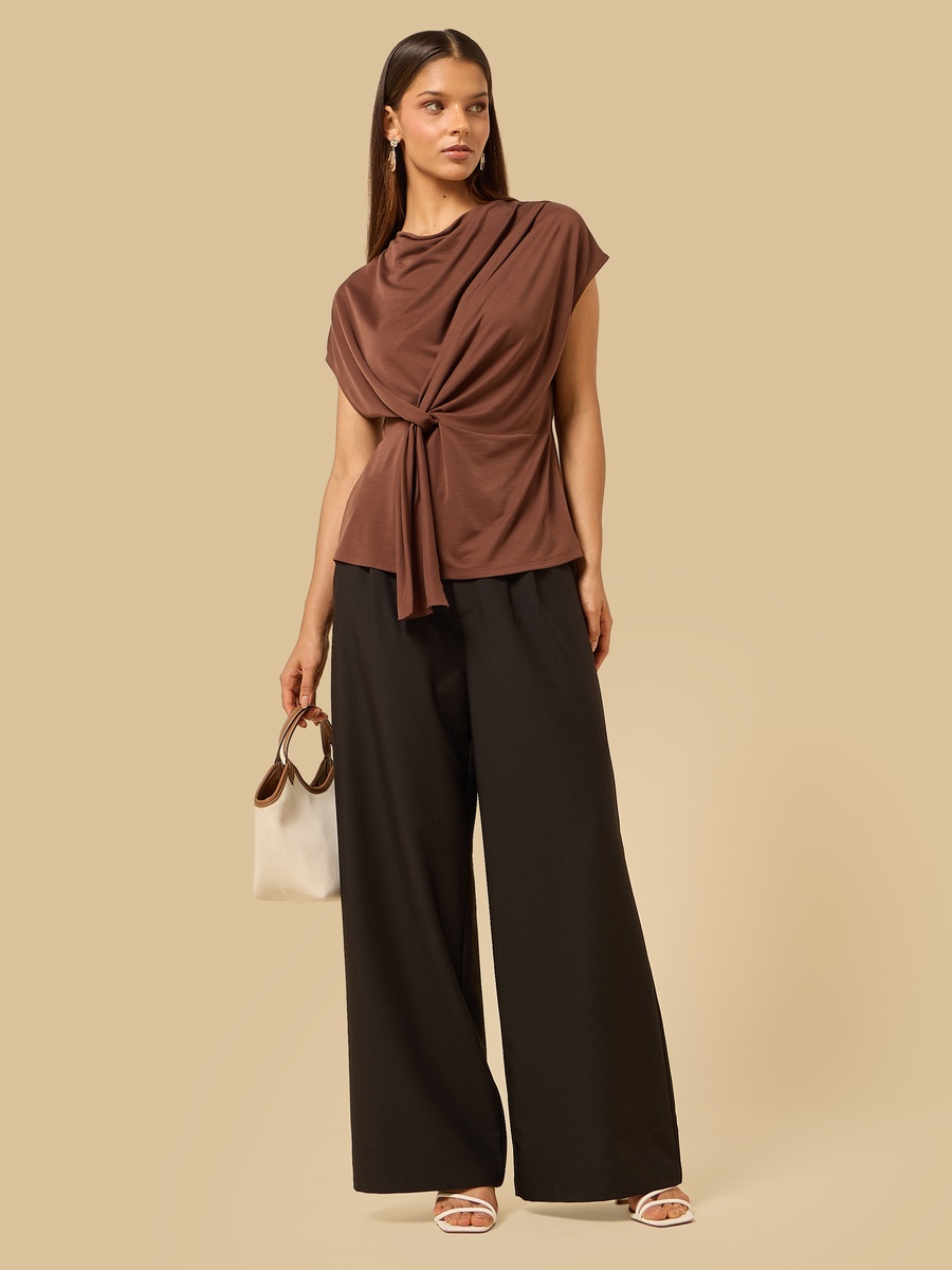 Ruched Cowl Neck Top