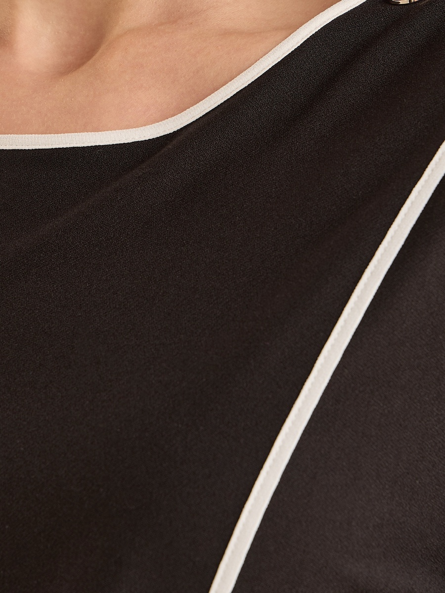 Contrast Piping Button Accent Wrap Top